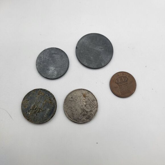 Lot Of 5 Belgium Coins 1939 To 1955 - Picture 2 of 7
